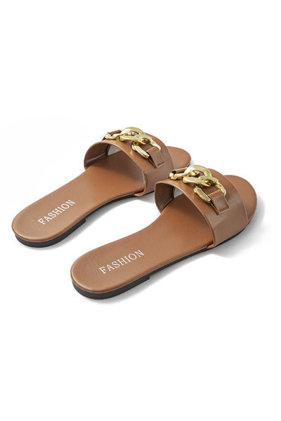 Trendige Slides mit goldener Kette – Eleganz & Komfort für den Sommer
