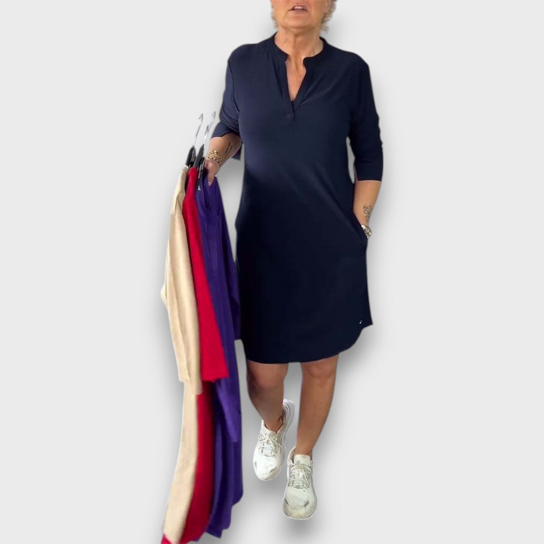 Mireysa – Kleid mit V-Ausschnitt und 3/4-Ärmeln