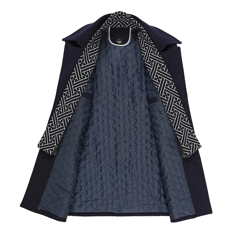 Hochfed - Langer Mantel Herren Winterjacke Mit Stehkragen und Reißverschluss