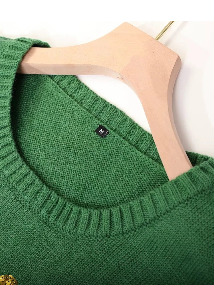 Kuschel - Weihnachtspullover mit Schneemann und Rentierschlitten, Kinder Strickpullover