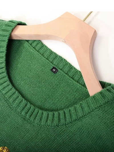 Kuschel - Weihnachtspullover mit Schneemann und Rentierschlitten, Kinder Strickpullover