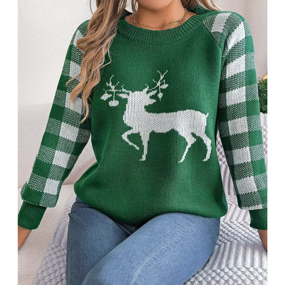 Gestrik - Weihnachtspullover mit Rentier-Motiv, Herren Strickpullover