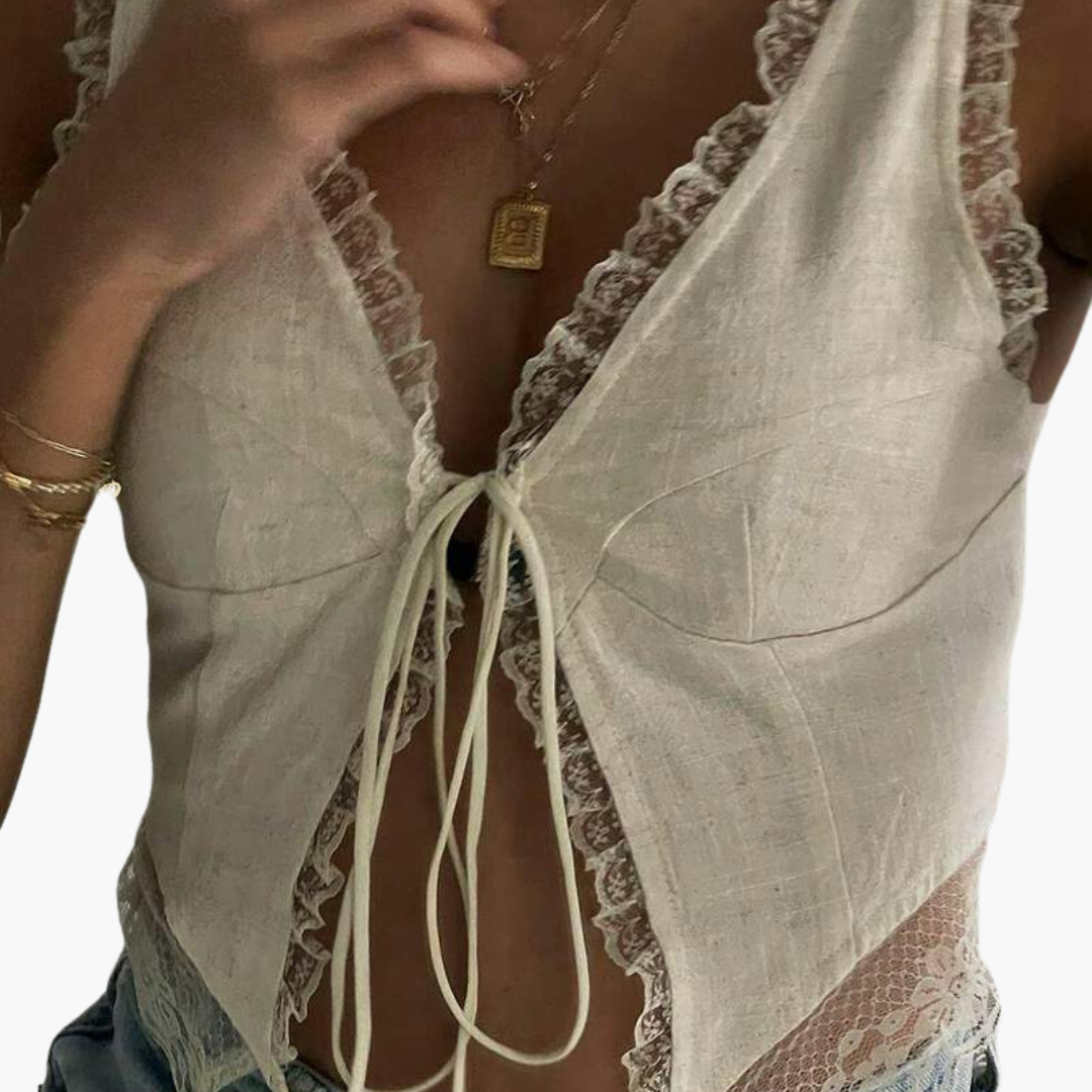 Elegantes V-Ausschnitt Top - Damen Oberteil für den Sommer