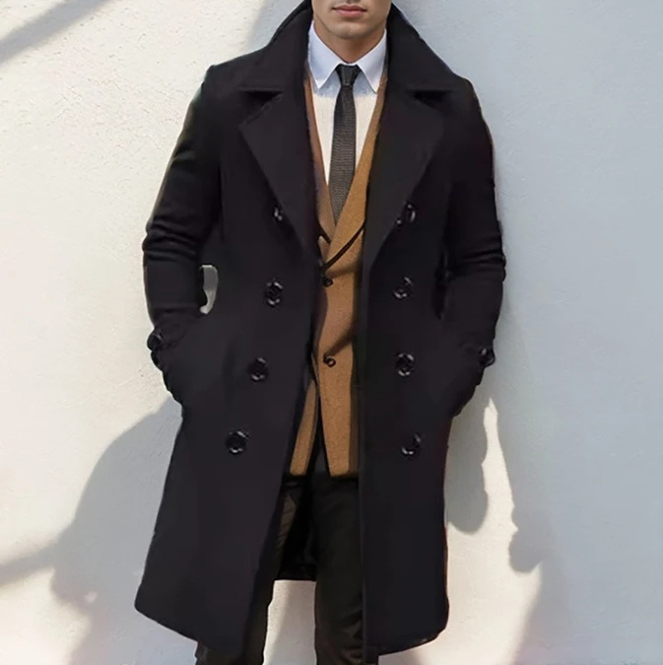 Gravend - Stilvolle Mantel Jacke Herren – Doppellagiger Winter Trenchcoat