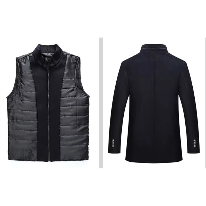 Edeljak - Langer Mantel Herren Stehkragen Stilvoll Gefüttert Übergangsjacke