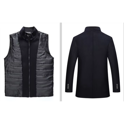 Edeljak - Langer Mantel Herren Stehkragen Stilvoll Gefüttert Übergangsjacke