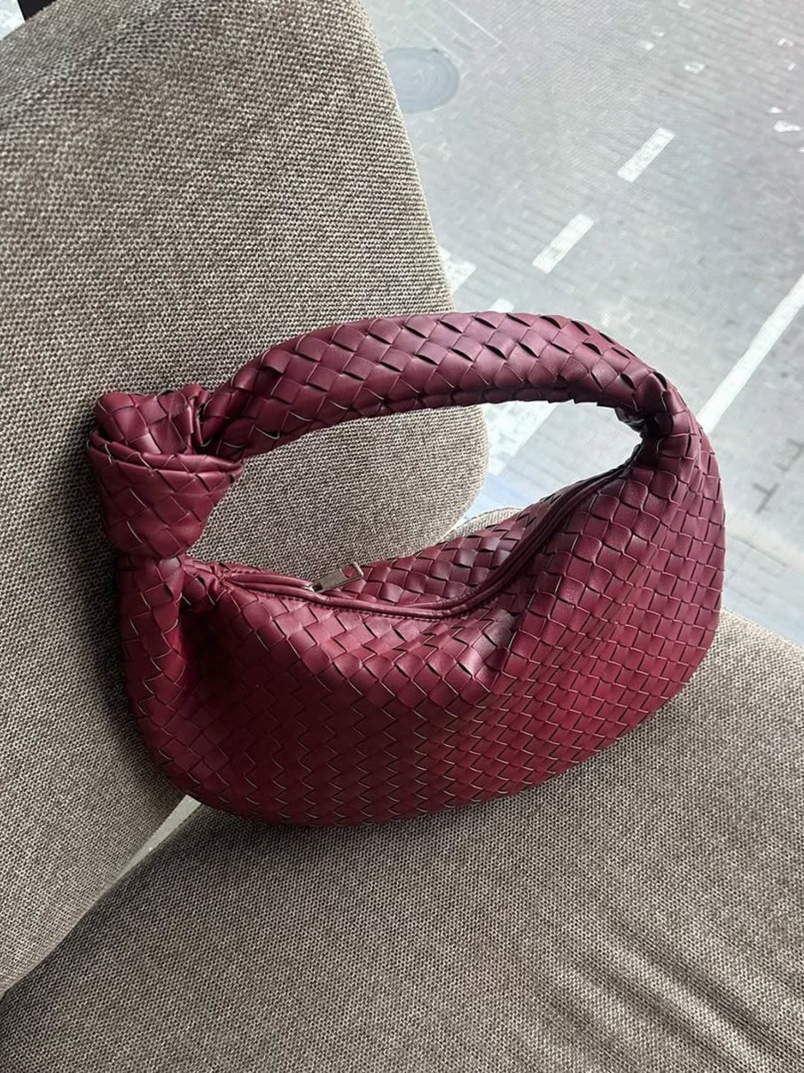 Giselle | Mittelgroße Schultertasche Aus Premium Veganem Leder Mit Geflochtenem Design