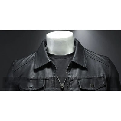 Blorvik - Lederjacke Herren, Warme Jacke mit Camouflage-Design und abnehmbarer Kapuze