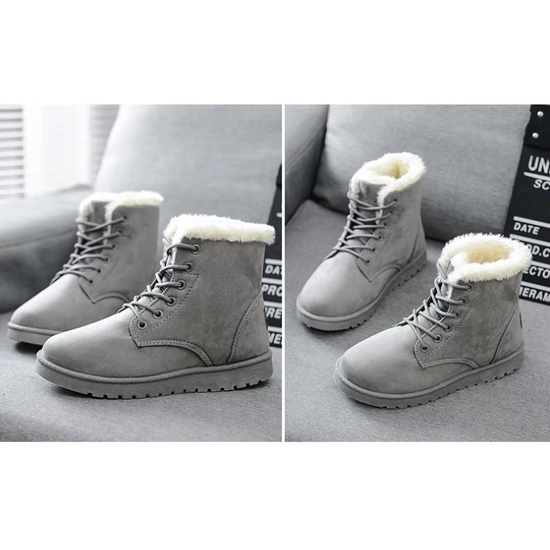 Flezvia - Damen Winterstiefel mit Schnürung und flauschigem Innenfutter