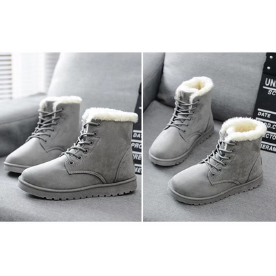 Flezvia - Damen Winterstiefel mit Schnürung und flauschigem Innenfutter