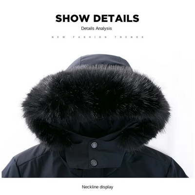 Schneon - Langer Wintermantel Herren Daunenmantel Warm Gefüttert Winddicht