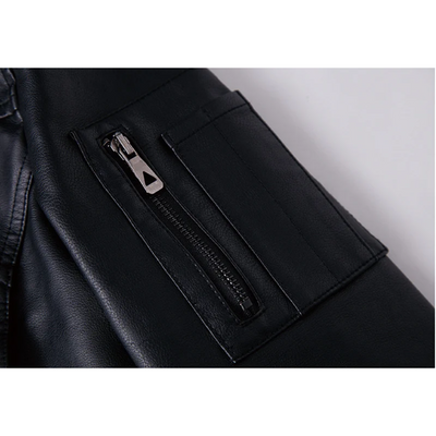 Pruxden - Lederjacke Herren mit Fleece-Futter, Warme Winterjacke mit Taschen