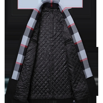 Mantfel - Langer Mantel Herren Klassischer Wollmantel Mit Revers und Knopfleiste