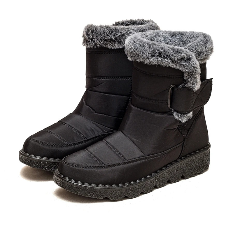 Crysona - Damen Winterstiefel mit Fellkragen und rutschfester Keilsohle