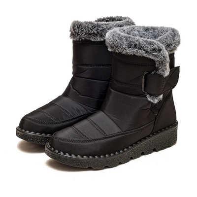 Crysona - Damen Winterstiefel mit Fellkragen und rutschfester Keilsohle
