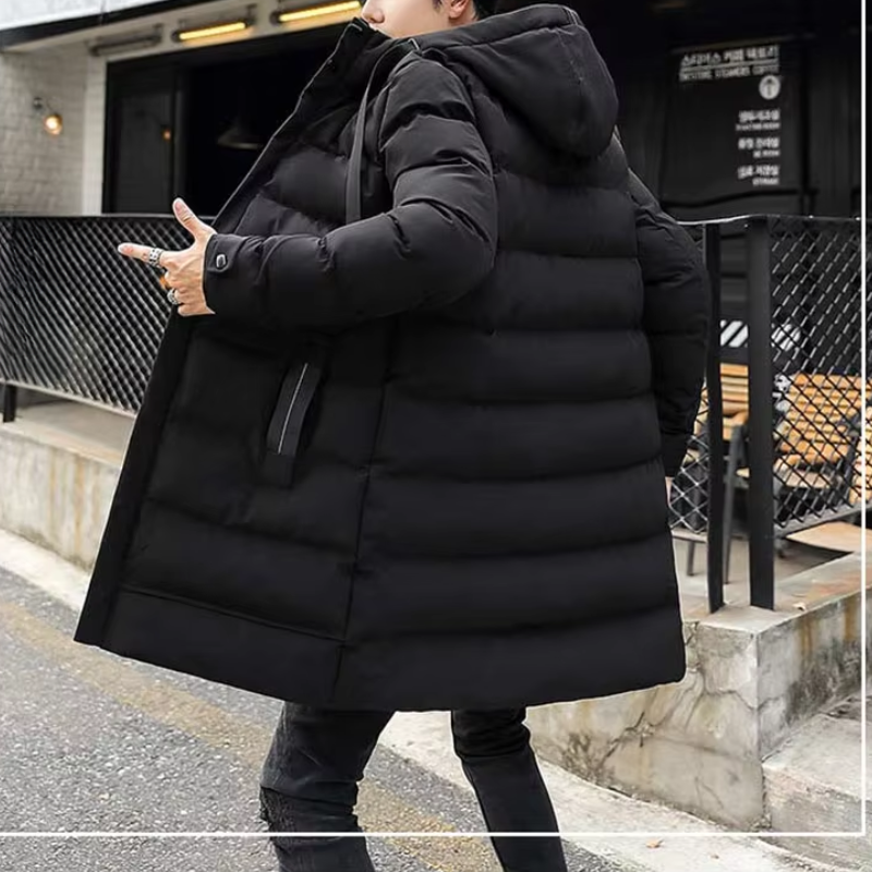 Zinntal - Langer Wintermantel Herren Warm Gefüttert Mit Kapuze Winddicht