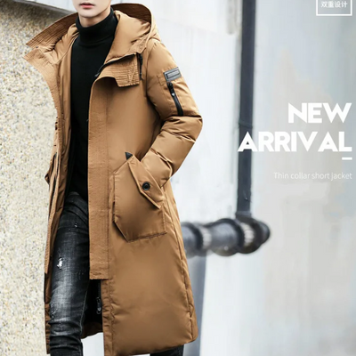 Kaltsor - Langer Wintermantel Herren – Warmer Daunenparka mit Kapuze und Taschen