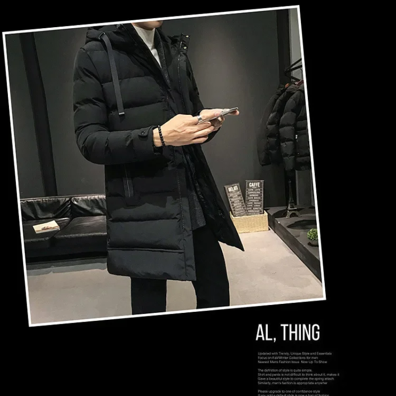 Warmtex - Langer Wintermantel Herren Winddicht Wasserdicht Mit Kapuze Gefüttert