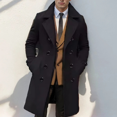 Munterk - Mantel Jacke Herren Lang Zweireihig Klassischer Wintermantel