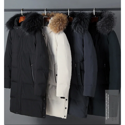 Herrtep - Pufferjacke Herren mit abnehmbarem Kunstfellkragen und Reißverschlusstaschen