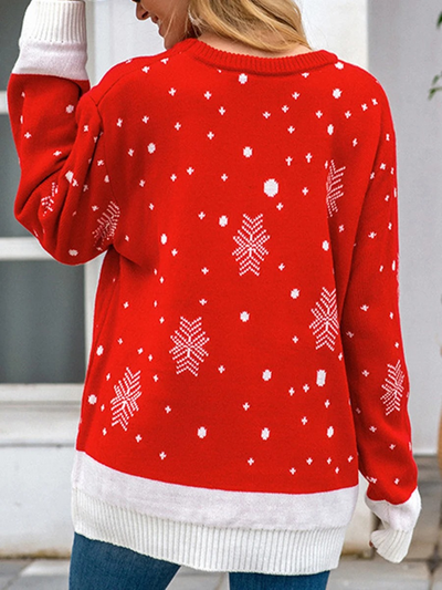 Lametta - Weihnachtspullover mit Schneeflocken-Muster, Damen Strickpullover