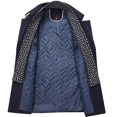 Altgrau - Langer Mantel Herren Warm Gefüttert Mit Weichem Innenfutter Winterjacke