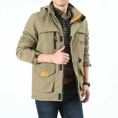 Berglen - Wintermantel Männer mit Kapuze und Kunstfell, Warm gefütterte Jacke