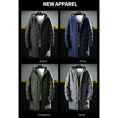 Trauwol - Langer Wintermantel Herren – Warmer Daunenparka mit Kapuze und Taschen