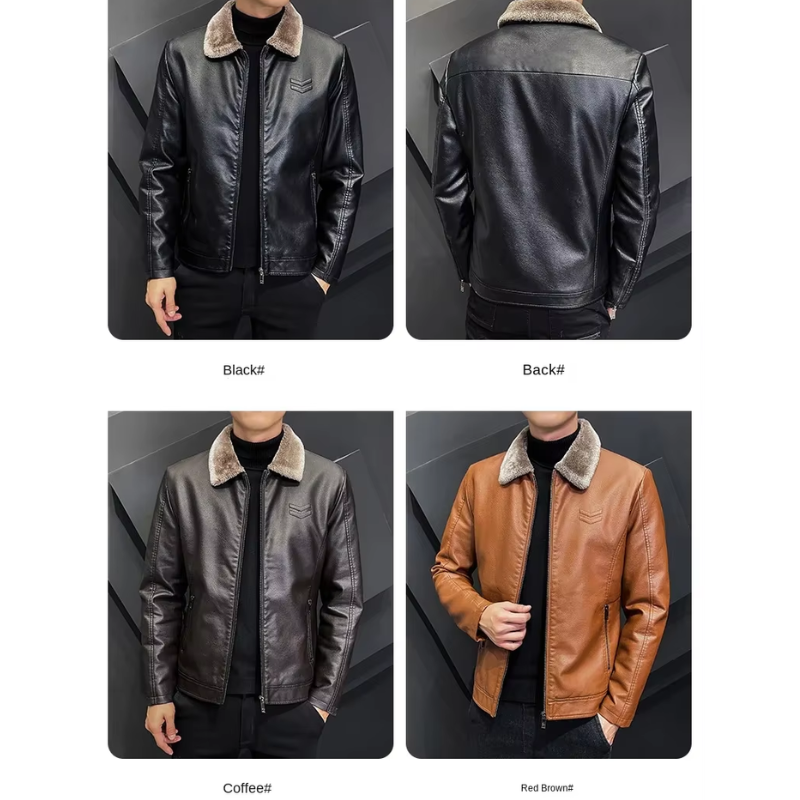 Brolden - Lederjacke Herren, Gefütterte Echtlederjacke mit Knopfleiste und Kragen