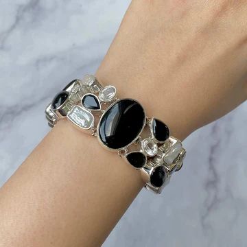 Vintage-Armband aus schwarzem Naturstein