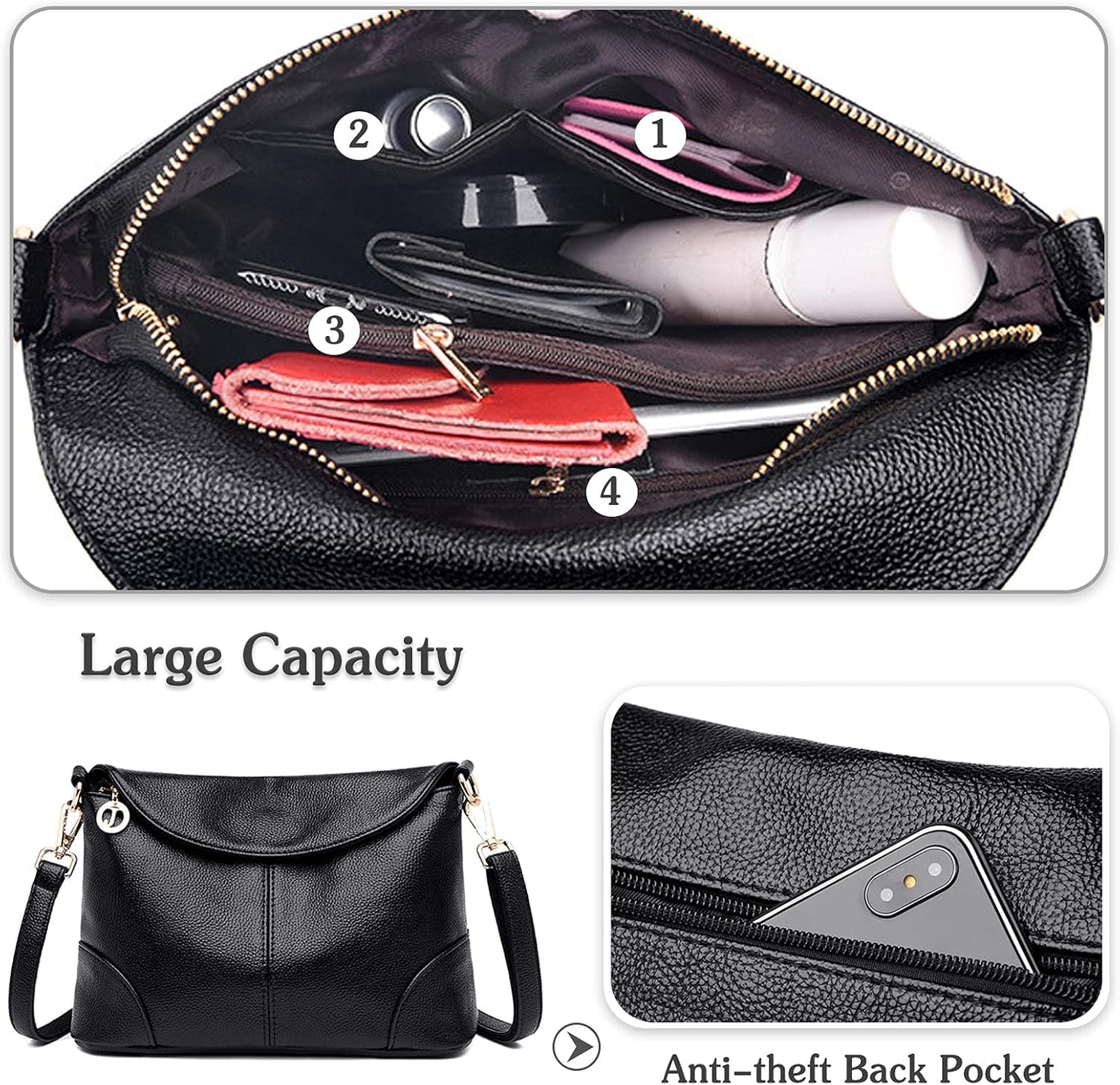 Zara |  Stilvolle und sichere Anti-Diebstahl-Crossbody-Tasche