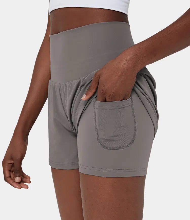Laurel |  2-in-1-Yogashorts mit hoher Taille und Seitentaschen