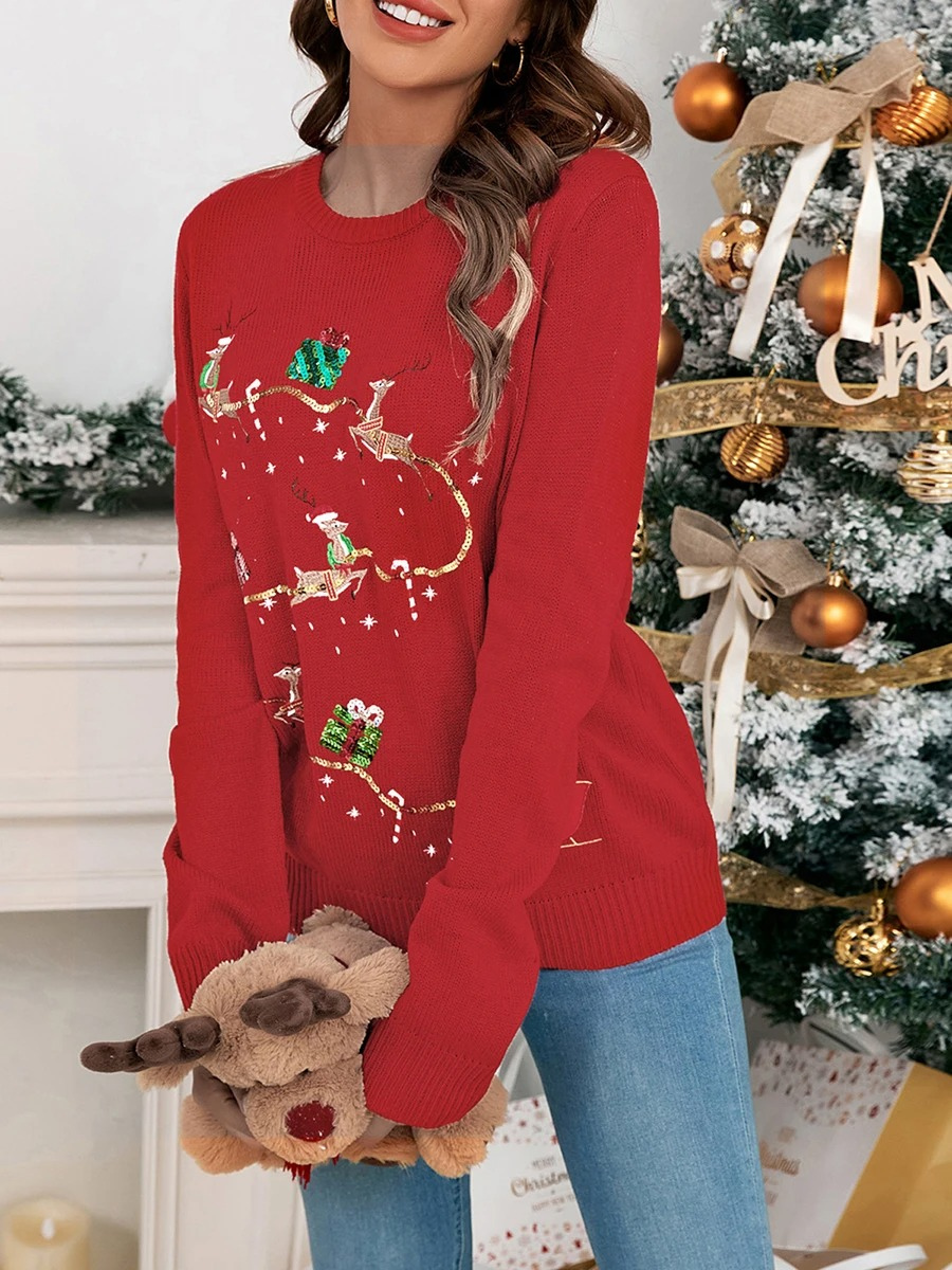 Winterl - Weihnachtspullover mit Rentier-Motiv, Damen Strickpullover