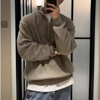 Pullzip - Lässiger Pullover mit Reißverschluss Herren – Atmungsaktiv & Modern