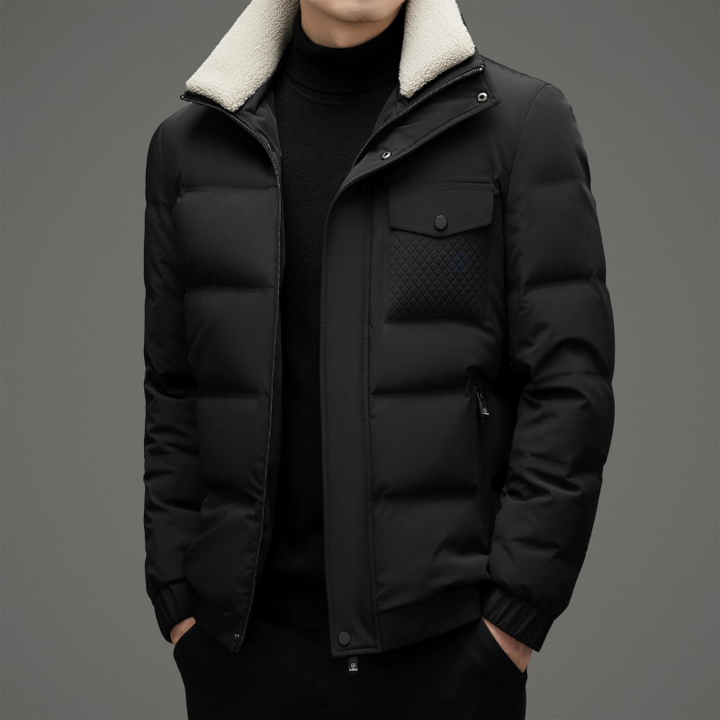 Sturmdk - Daunenjacke Herren Warm Gefüttert Winterjacke Mit Kapuze und Taschen