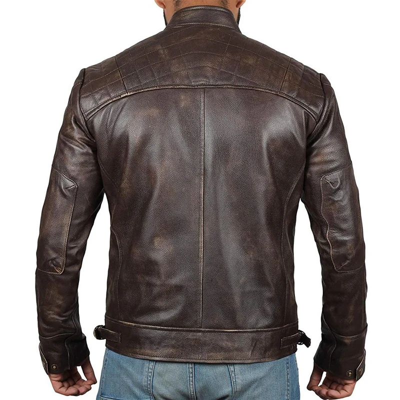 Arkhelt - Lederjacke Herren mit Reißverschlusstaschen, Robuste Bikerjacke