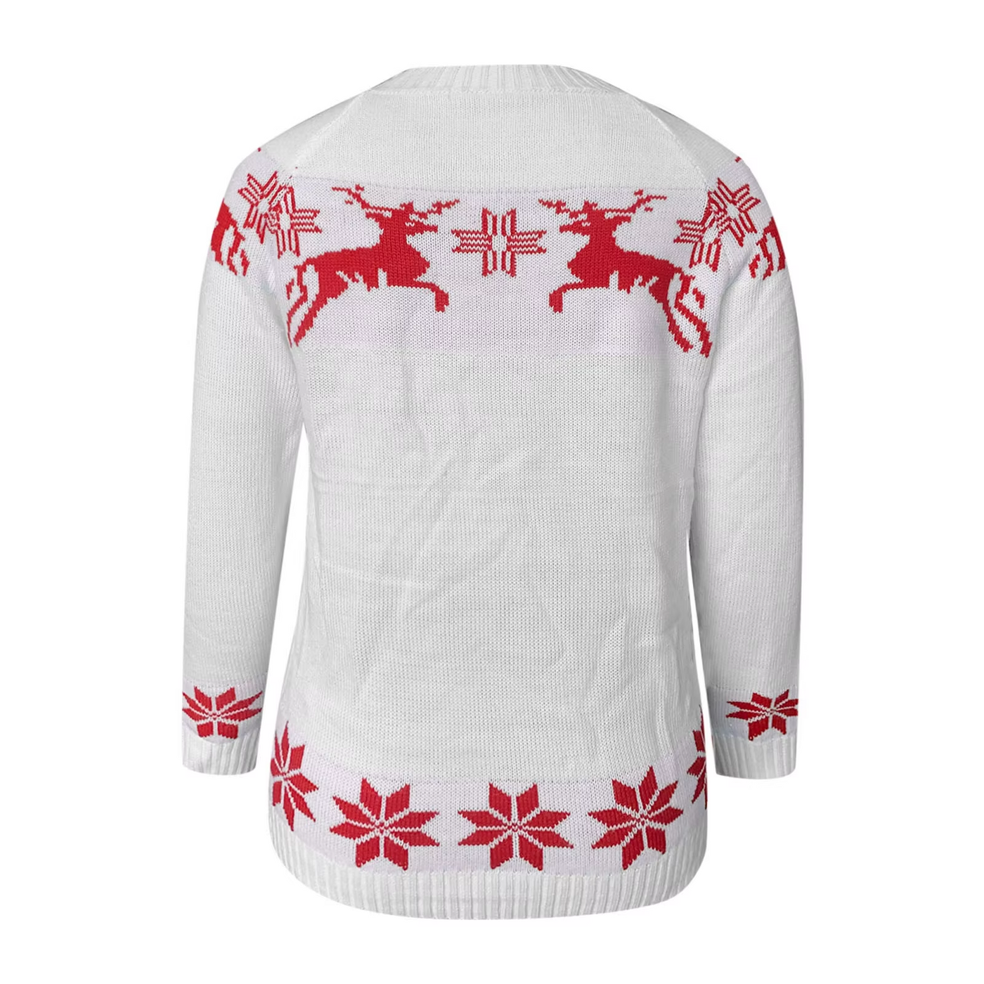 Lebkuch - Weihnachtspullover mit Rentier- und Schneeflocken-Muster, Damen Strickpullover