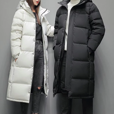 Herrtol - Langer Wintermantel Herren – Ultraleichter Daunenparka mit Kapuze