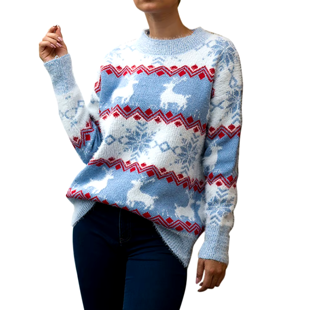 Schneeb - Weihnachtspullover – Bequem, Langarm, Mit Weihnachtlichem Motiv