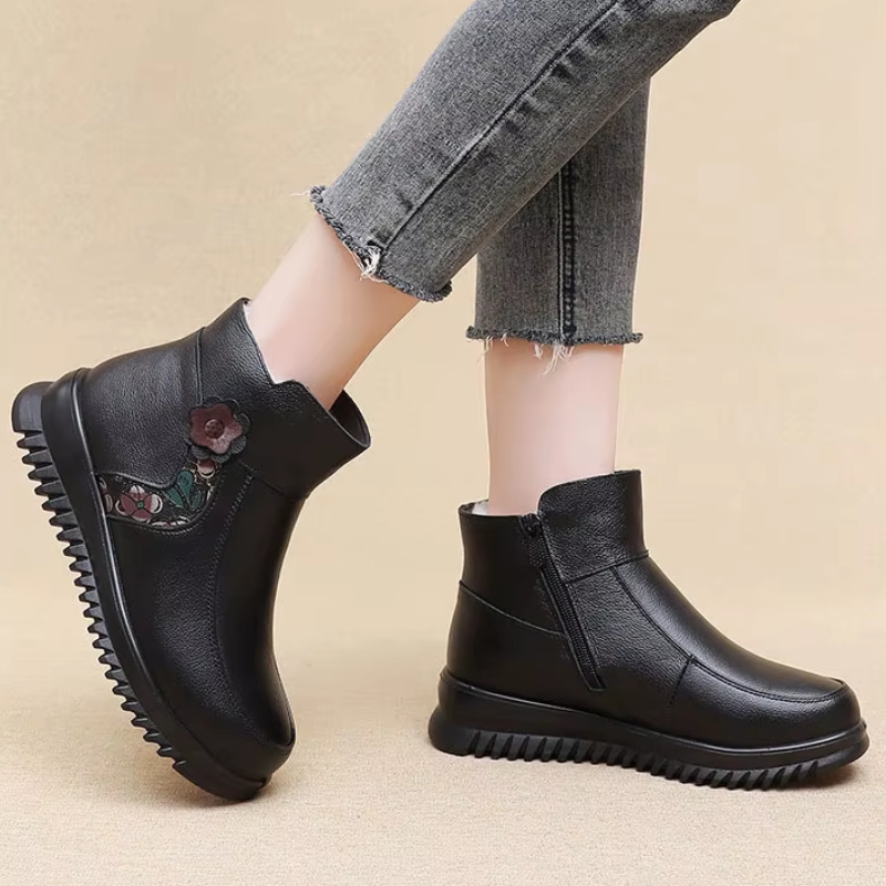 Artiven - Damen Winterstiefel mit Blumenmuster und rutschfester Sohle