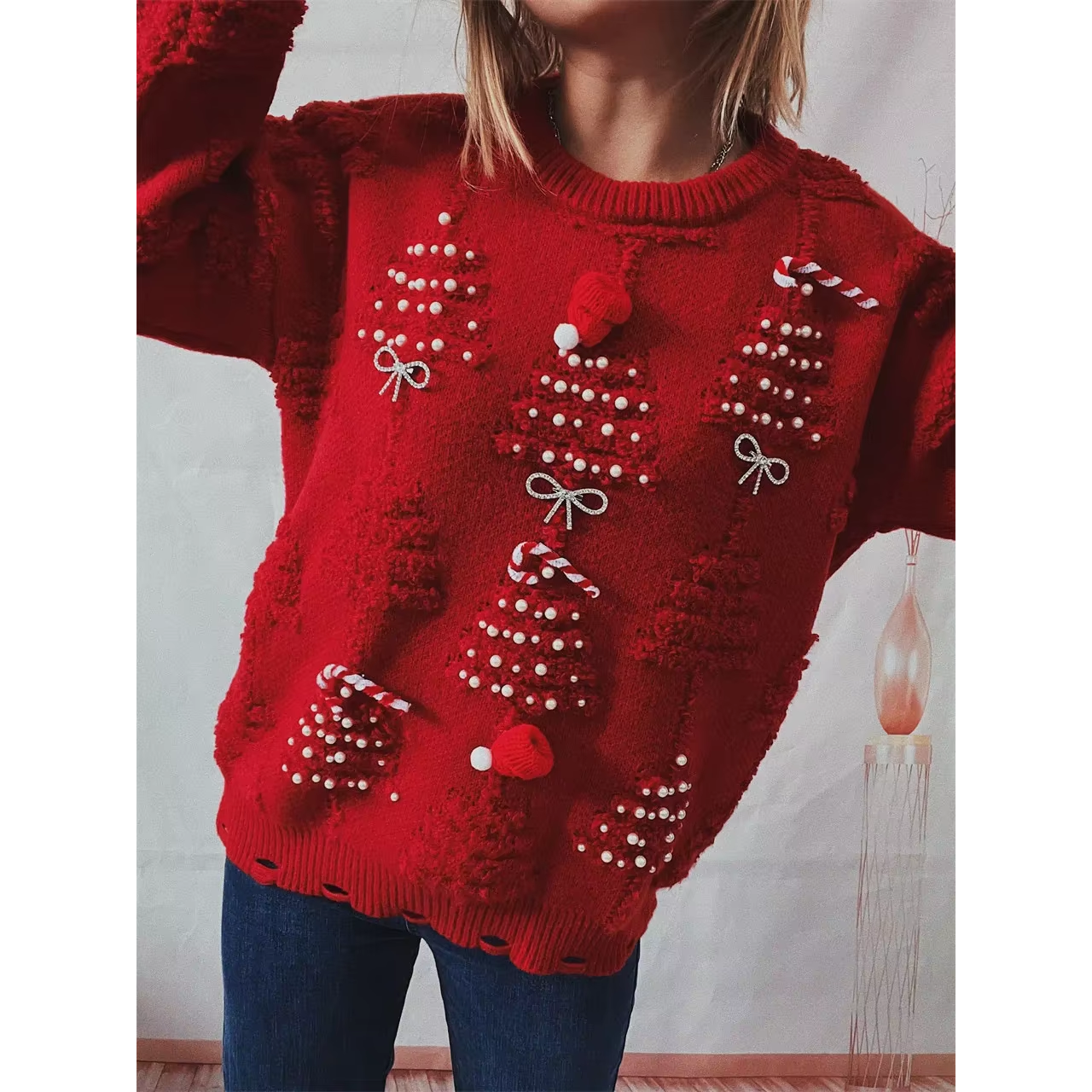 Leuchten - Weihnachtspullover – Strickdesign, Langarm, Weihnachtlicher Stil