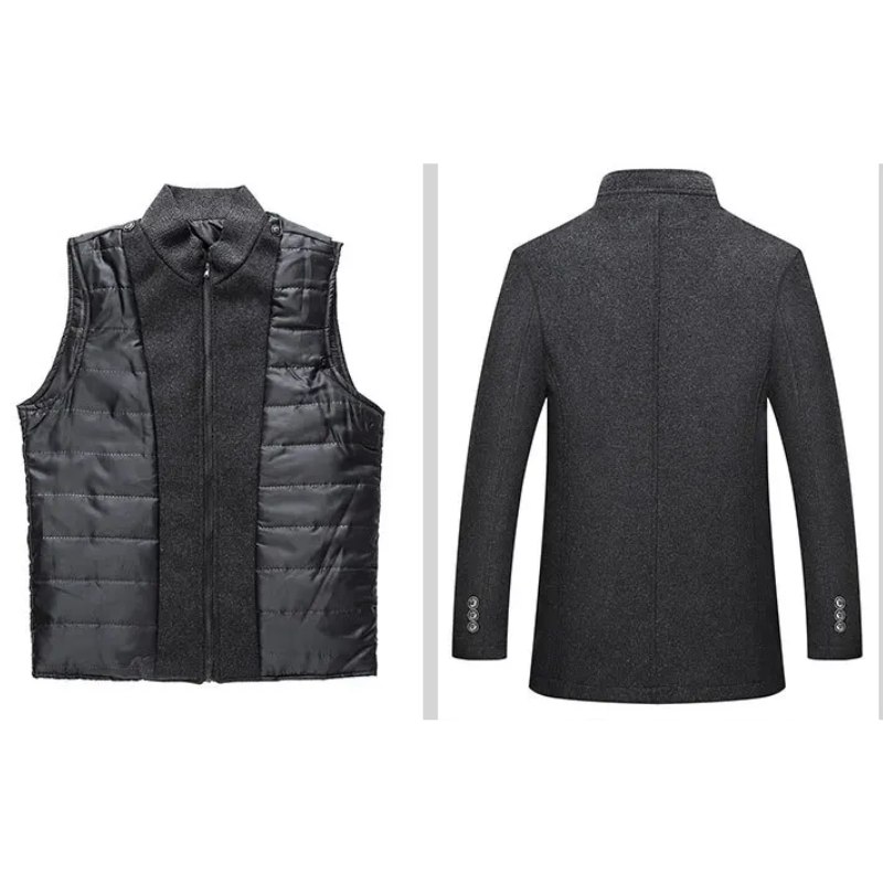 Edeljak - Langer Mantel Herren Stehkragen Stilvoll Gefüttert Übergangsjacke