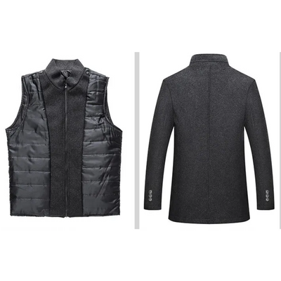 Edeljak - Langer Mantel Herren Stehkragen Stilvoll Gefüttert Übergangsjacke