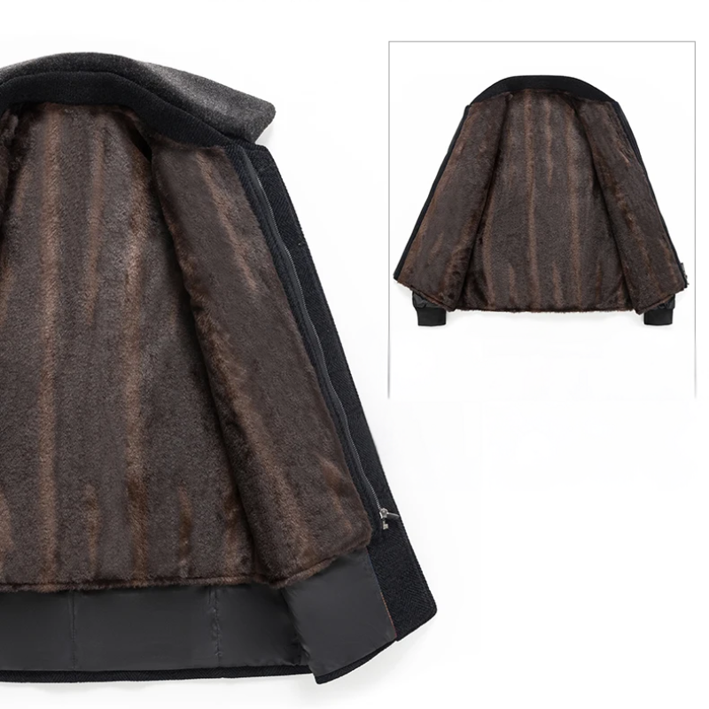 Herrmax - Langer Mantel Herren Stilvoller Wintermantel Mit Brusttasche und Revers