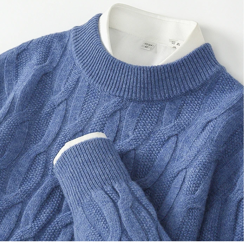 Strlum - Wollpullover Herren – Warmer Zopfstrick-Pullover für Winter