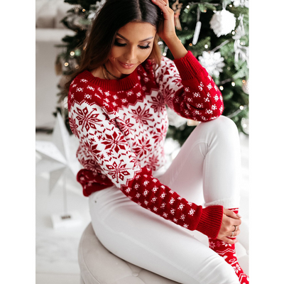 Kuschel - Weihnachtspullover mit Santa Claus-Motiv, Damen Strickpullover