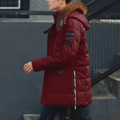 Nebrank - Parka Winterjacke Herren – Lang, Warm Gefüttert, Mit Kunstfellkapuze