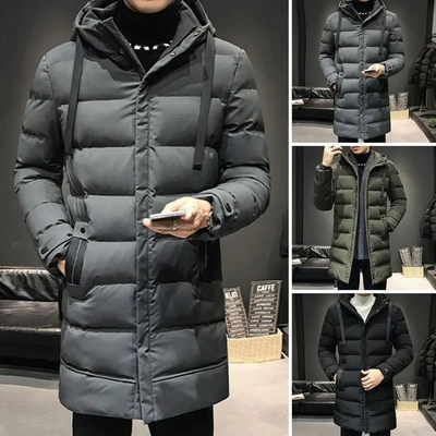 Frostik - Lange Pufferjacke Herren mit Kapuze und wasserabweisender Oberfläche
