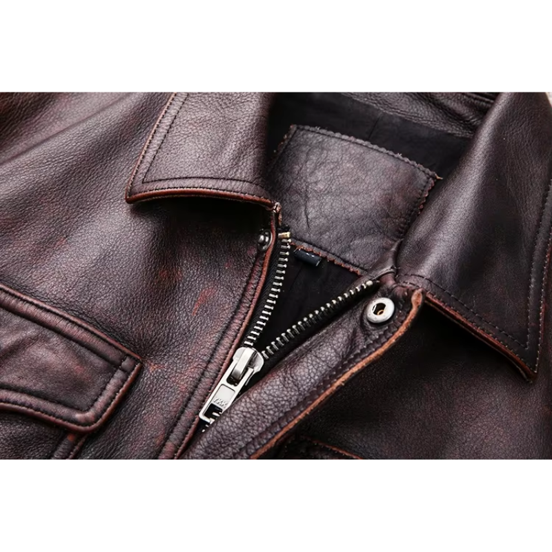 Zeltrov - Lederjacke Herren, Stilvolle Jacke aus Echtleder mit Stehkragen