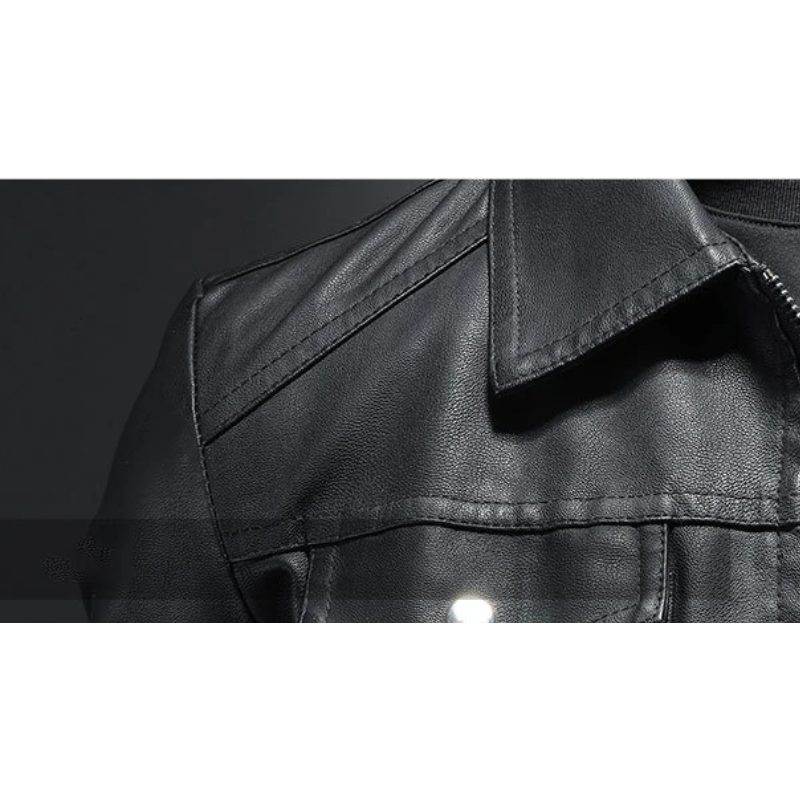 Blorvik - Lederjacke Herren, Warme Jacke mit Camouflage-Design und abnehmbarer Kapuze